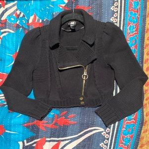 H&M Black Knit Zip Up Sweater